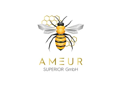 Ameur Logo Design - Honey bee Logo design bee bee logo brand identity branding geometric bee geometric logo honeybee honeybee logo illustration illustrator logo logo design polygona honeybee polygonal bee polygonal logo vector illustration