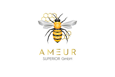 Ameur Logo Design - Honey bee Logo design bee bee logo brand identity branding geometric bee geometric logo honeybee honeybee logo illustration illustrator logo logo design polygona honeybee polygonal bee polygonal logo vector illustration