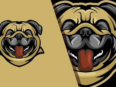 Dog Laughs ai cartoon design laugh logo mascot pet pug vector