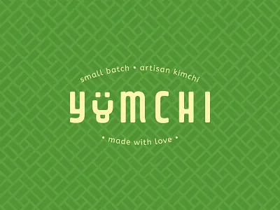 Yumchi Kimchi artisan branding cabbage green kimchi love pattern smal batch type wordmark yum