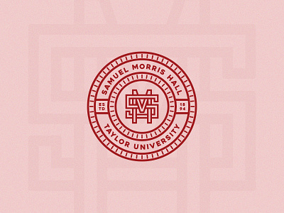 Samuel Morris Hall badge badge design badgedesign branding design dorm dormitory logo logo design logodesign monogram monogram design monogram letter mark monogram logo red