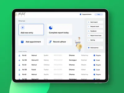 Salon Management app for Habib One Salons design management app management tool product design sales salon salon app salon management user experience user flow userinterface ux