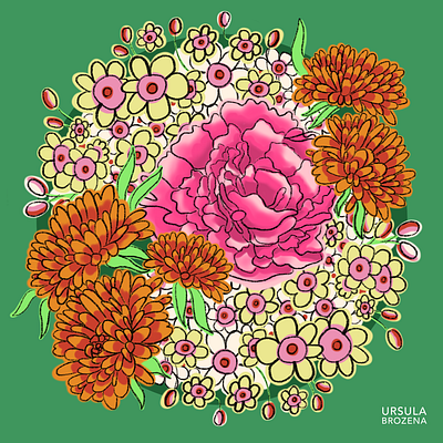 Floral Excercise III design flowers greenery illustration nature peony procreate