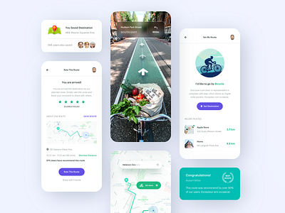 AR Navigation App. app ar bicycle clean details information map message mobile navigation pin rate search sport ui vr