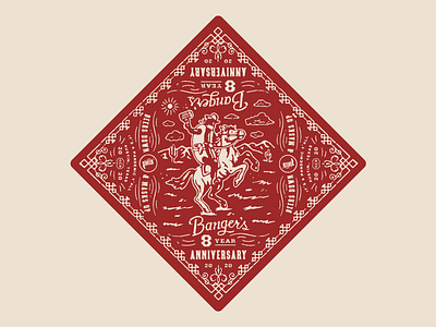 The Lone Sausage Ranger™ anniversary bandana beer illustration sausage texture