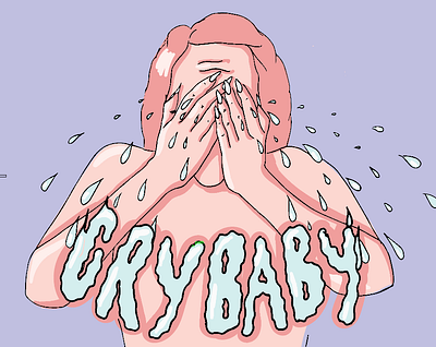 CRYBABY artwork creative crybaby drawing drawing ink female artist flat illustration illustration sad sadness toronto woman illustration