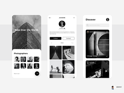 Photographers Club App design adobexd app design best shot black white graphic design mobile design photographsapp photography uiux user interface web