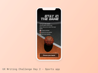 UX Writing Challenge - Day 2 sports ux writing ux writing challenge