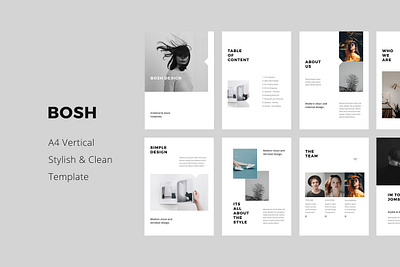 BOSH - A4 Vertical Template Layout a4 vertical branding catalog clean design design fashion icons inspiration keynote layout magazine minimal mockups pitchdeck portfolio powerpoint presentation slides template ui