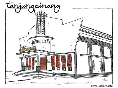 Gedung Aisyah Sulaiman drawing illustration