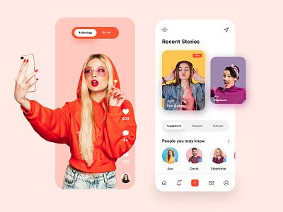 Social Media Mobile App-UX/UI Design adobe xd clean colours concept creative design 2020 dubai designer fb hira icons insta minimal mobile app mobile ui productdesign socialapp socialmedia tiktok topdesigner webdesign