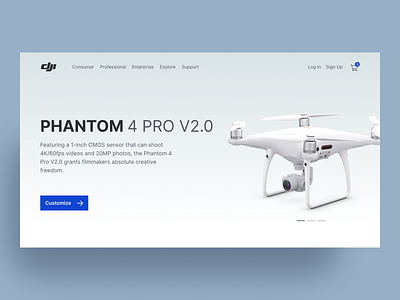 Drone Product Page Concept blue clean clean design clean ui creative design drone interface landing page minimalist minimalistic product product design product page ui ux web design website website design white