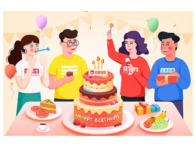 生日贺卡插图 design flat illustration illustrator typography vector