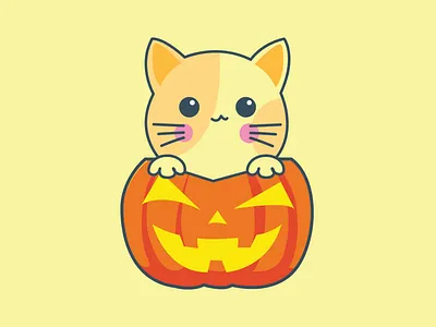 Cute Cat art cat colorfull cute design flat graphic halloween illustration pumpkin simple trickortreat vector