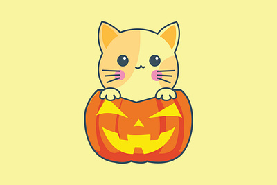 Cute Cat art cat colorfull cute design flat graphic halloween illustration pumpkin simple trickortreat vector