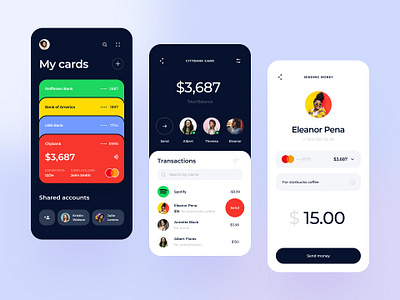 Bank cards aggregator app accents app bank bank card banking card cards contacts design finance finance app financial fintech mobile app mobile design transaction ui ux ux design wallet