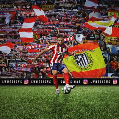 Renan Lodi - Atletico Madrid atletico atletico madrid champions league design football football club football design football edit footballer gfx graphic design illustration la liga photoshop poster renan lodi smsports soccer edit sports poster wallpaper