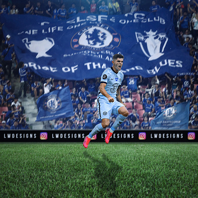 Christian Pulisic - Chelsea FC chelsea chelsea fc design football football club football design football edit gfx graphic design illustration photoshop premier league pulisic smsports sports art sports design sports poster usmnt