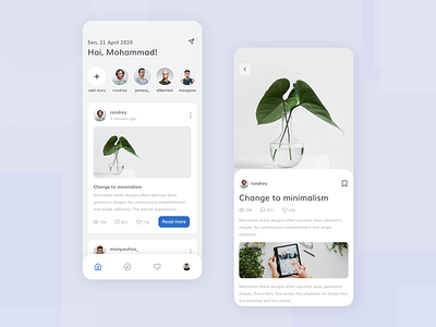 Social Media App app blue case study clean exploration flat design minimalist social media ui ui design ux ux design ux research white