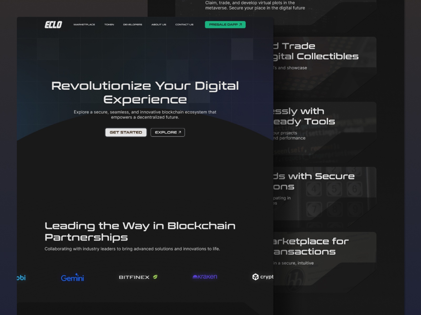 Eclo - Futuristic Web3 Landing Page Design cosmos crypto futuristic landing page nft web design web3 website