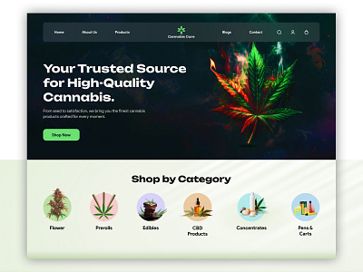 Cannabis Website Concept Design animation branding graphic design logo motion graphics ui