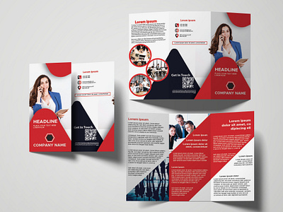 Tri-Fold Brochure branding brochure brochure design corporate corporate brochure design designer brochure flyer design graphic design illustrator brochure logo minimal brochure red brochure trending trendy triangle trifold typography vector