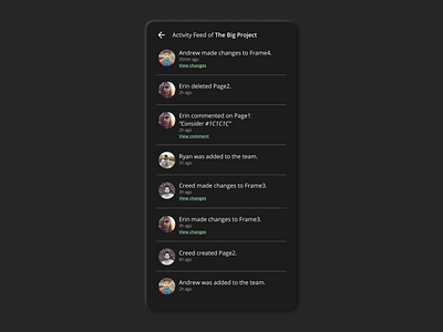 Daily UI 047 Activity Feed activity feed app ui daily ui daily ui 047 dailyui dailyuichallenge dark app dark mode dark theme dark ui