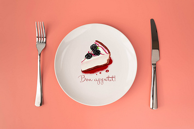 Bon appetit! branding cake cartoon cook cozy design dessert food illustration logo plate sketch sweet