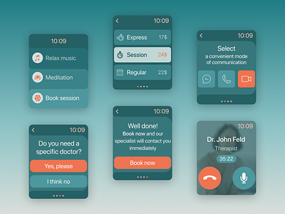 Mental Health App apple watch application calligraphy clean concept figma flat green interface ios meditation mental health minimal product design psychology smartwatch uiux