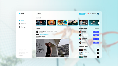Vivid Home Page minimal social media ui design user interface design video platform video player website concept website design