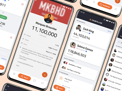 Counts.live mobile android clean mobile social ui