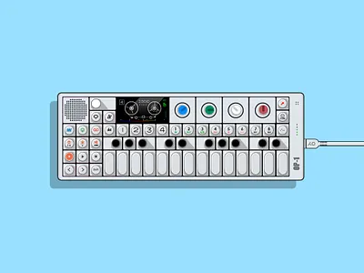 OP-1 7daysofsynths daw graphic design illustrator instrument music op 1 sampler sequencer synthesizer teenage engineering vector