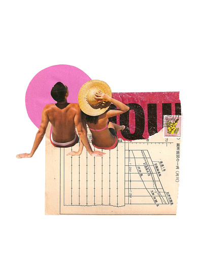 'Very cool for those who haven't seen the sun in so long' art artist artmajeur colagem collage collage art collageart collageonpaper contemporaryart couple design kunst love minimal retro romantic type typography vintage