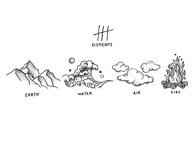 4 elements 4elements air cartoon clean design drawing earth elements fire flat illustration illustrator minimal photoshop vector water