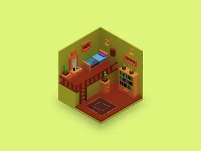 Low Poly Room 3d 3d art 3d illustration blender illustration isometric isometric art isometric illustration low poly lowpoly lowpolyart magica magica voxel magicavoxel room voxel voxel art voxelart voxels yellow
