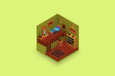 Low Poly Room 3d 3d art 3d illustration blender illustration isometric isometric art isometric illustration low poly lowpoly lowpolyart magica magica voxel magicavoxel room voxel voxel art voxelart voxels yellow