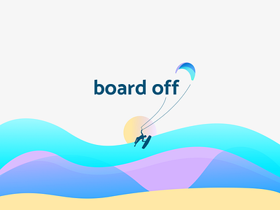 Kiteboarding logo board off branding design identity illustration kite kiteboarding kitesurf kitesurfing logo logo design logotype sand sea summer sun surfing ui vector waves