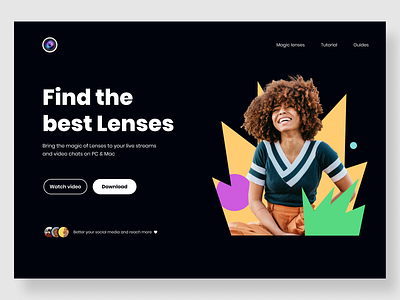 Hero exploration color colors contrast dark dark ui design desktop hero hero section landing page lenses minimal minimalist shapes ui ui design user interface vector web design