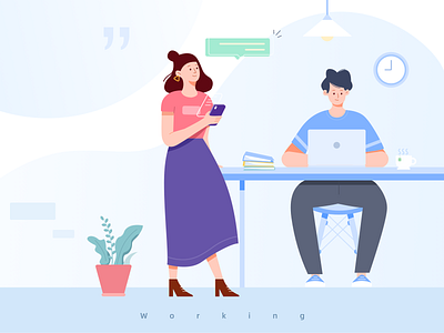 Working 100days design flat illustration illustration office outline ui work working 办公室 工作 插画