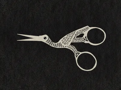 Stork Scissors design hand drawn illustration procreate