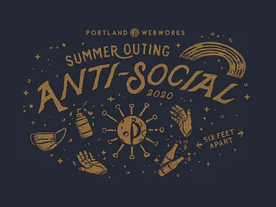 Summer Outing Anti-Social T-Shirt coronavirus covid design hands happyhour illustration mask outing pandemic rainbowhunt shirt sixfeet social summer typography