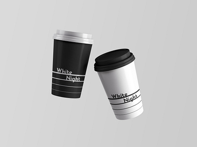 White Night Coffee Cup branding design logo typography