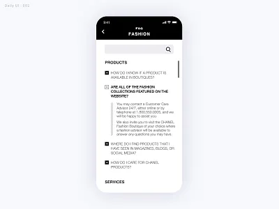 Daily UI Challenge #092 - FAQ daily ui dailyui faq