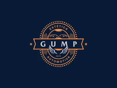 Gump Branding auto automotive branding carwash dark blue design gold id logo vector wings