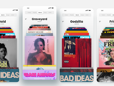 Music Cards album cover cards cardstock music music app music player ui