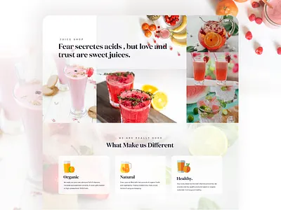 Juice Shop Website design Experiment branding design divilife homepage illustration juice bar juice packaging juice shop landing page landingpage minimal design typography ui ux website