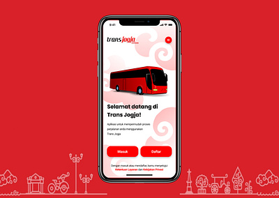 Trans Jogja App login login design mobile app mobile design red sign up simple simple clean interface transjogja uiux welcome yogyakarta