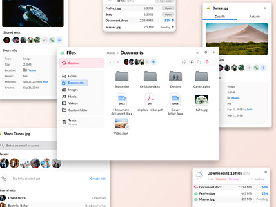 File explorer for horbito NOVA app clean design desktop documents exploration explorer file file sharing file upload files files manager flat mac motion redesign share ui web white