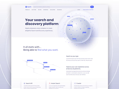 Product Overview Algolia.com animation branding engine feature product product design scroll search search bar skeumorphism skeuomorphism web