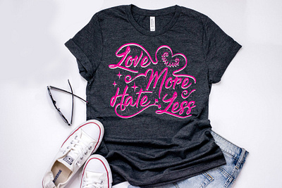 Love more hate less typography t shirt design vector art backgrounds bags branding calligraphy design fashion graphic hate illustration less love more mugs poters tshirt tshirt design typography typography tshirt vector